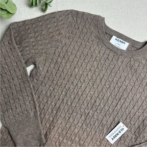 Old Navy So Soft Lite Fitted Sweater Cable Knit Taupe Women’s Size S Petite NWT